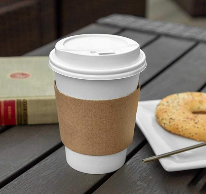 FMP Brands [200 Pack] Kraft Coffee Cup Sleeves Disposable for Hot Drinks, Durable Corrugated Cardboard Cup Sleeves for 12-24 oz Cups, Beverage Insulator and Hand Protection for Hot & Cold Drinks
