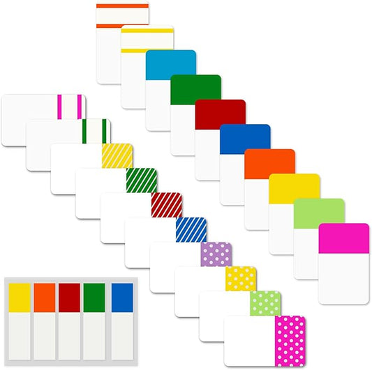 ELII Tabs 1 Inch Sticky Index Tabs,500 Pcs Book Tabs,Writable and Transparent Tabs for Notebooks Page Tabs Colored Page Markers, Tabs for Books, Notebook Tabs, Tabs for Annotating Books (Vibrant)