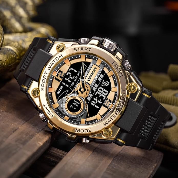 KXAITO Men's Watches Sports Outdoor Waterproof Military Watch Date Multi Function Tactics LED Alarm Stopwatch