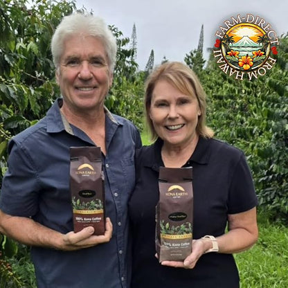 KONA EARTH 100% Kona Classic Coffee, Dark Roast, Whole Bean (8oz) Farm-Direct Authentic Hawaiian Kona Coffee beans from Hawaii’s Big Island, Micro-Batch-Roasted