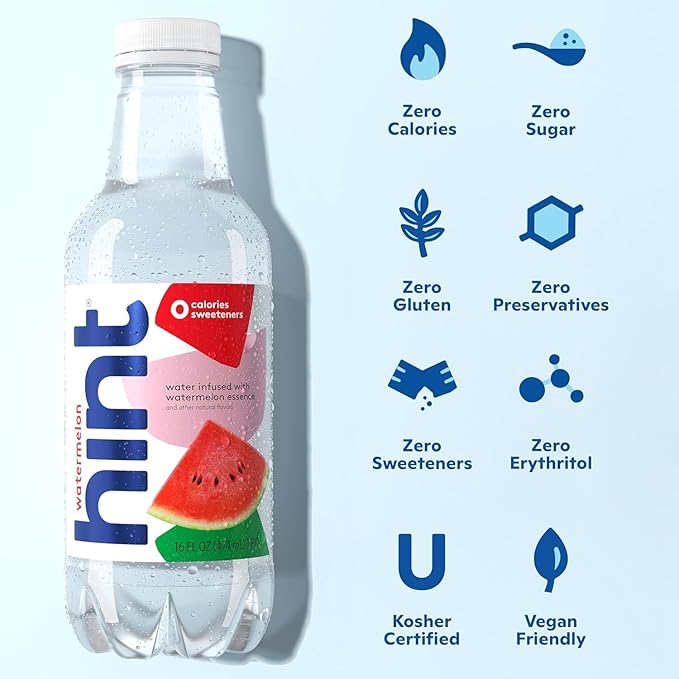 Hint Fruit-Infused Bottled Water, Best Sellers Variety Pack - Sugar Free Flavored Water with Zero Calories, Natural Fruit Essences, and No Artificial Sweeteners - 16 Fl Oz (Pack of 24)