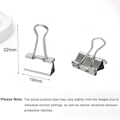 50 Pack Small Silver Binder Clips 3/4 Inch (19 mm), Colored Little Paper Clamps, Tiny Mini Paper Clips for Office Home School Business 0.75"