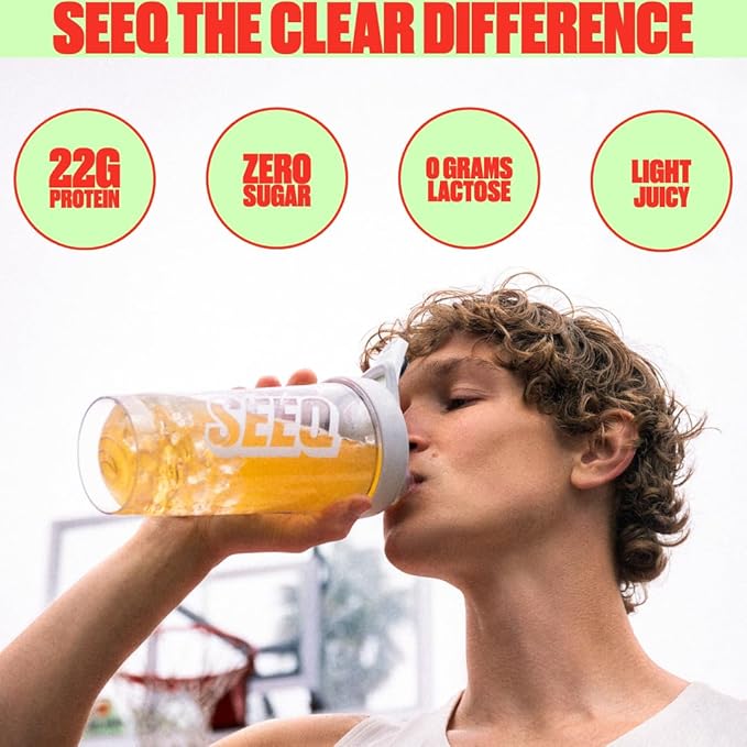 SEEQ Clear Whey Isolate Protein Powder, Watermelon Wave, 22 Servings, 22g Protein Per Serving, Sugar-Free, Keto-Friendly, Soy-Free Clear Protein Powder, Juice-Like Protein