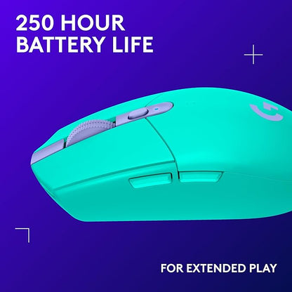 Logitech G305 LIGHTSPEED Wireless Gaming Mouse, Hero 12K Sensor, 12,000 DPI, Lightweight, 6 Programmable Buttons, 250h Battery Life, On-Board Memory, PC/Mac - Mint