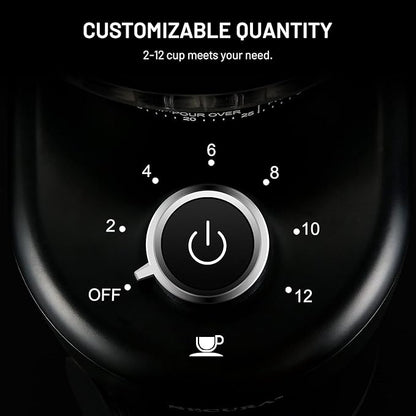 Conical Burr Coffee Grinder Electric Espresso Coffee Grinder with 35 Ajustable Precise Grind Settings for 2-12 Cup 8.8 Ounce Coffee Bean Storage