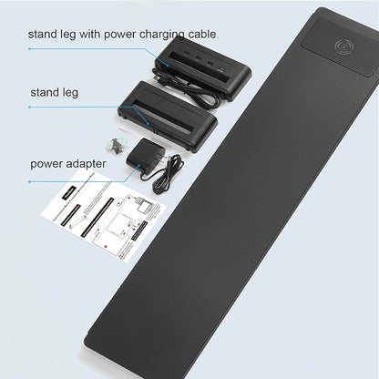 Dual Monitor Stand with Wireless Charging and 4 USB 3.0 Ports, Steel Monitor Stands for 2 Monitors, Metal Computer Stand Riser for Desk, Office, Laptop, PC up to 32 Inches (Black)
