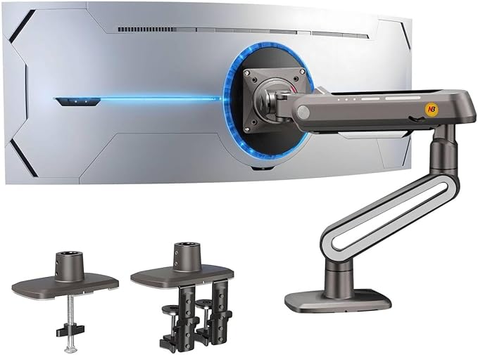 Gaming Arm for Flat/Ultrawide/Curved Monitors 27 to 50 inch, Heavy Duty Monitor Stand Load up to 18 kg, VESA 75/100 mm Monitor Mount A6