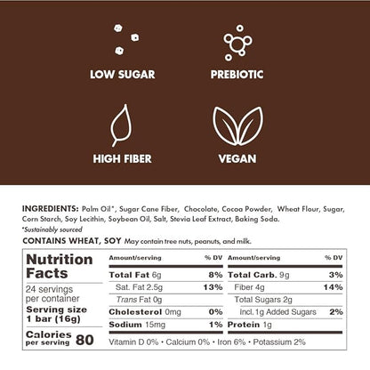 Crispy Dunes Vegan Dark Chocolate Wafer Sticks – Low-Calorie Snack with Dark Chocolate Cream Filling, 90 Calories, Non-GMO, Prebiotic Fiber - 12 Pack