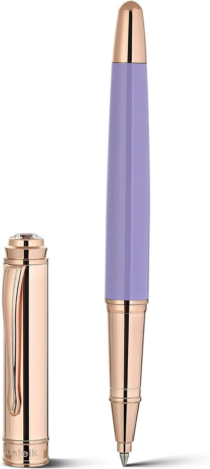 Stylish Purple Pen, With 8mm Brilliant diamond,Attractive Real Rose Gold Finish, Luxury Bling Rollerball Pen Bling,Girly Pens,Schmidt Black Refill,Fancy,Elegant Nice Pens Gifts for Women
