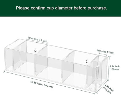 Triple Cup Holder With Marker Slot, Party Dispenser Acrylic Organizer, Mark Your Drink Caddy, Modern Bar Counter Decor, Clear