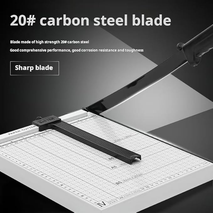 12-Inch Heavy Duty Guillotine Paper Cutter, 12 Sheet Capacity, Self-Sharpening Blade & Safety Lock, Paper Trimmer for Cardstock, Photos, Craft Paper for Office, School, Home Use (White)