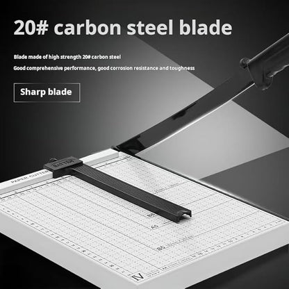 12-Inch Heavy Duty Guillotine Paper Cutter, 12 Sheet Capacity, Self-Sharpening Blade & Safety Lock, Paper Trimmer for Cardstock, Photos, Craft Paper for Office, School, Home Use (White)