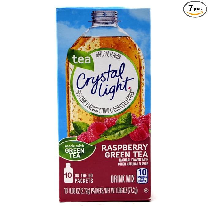 Crystal Light On The Go Raspberry Green Tea, 10-Packet Box (Pack of 7)