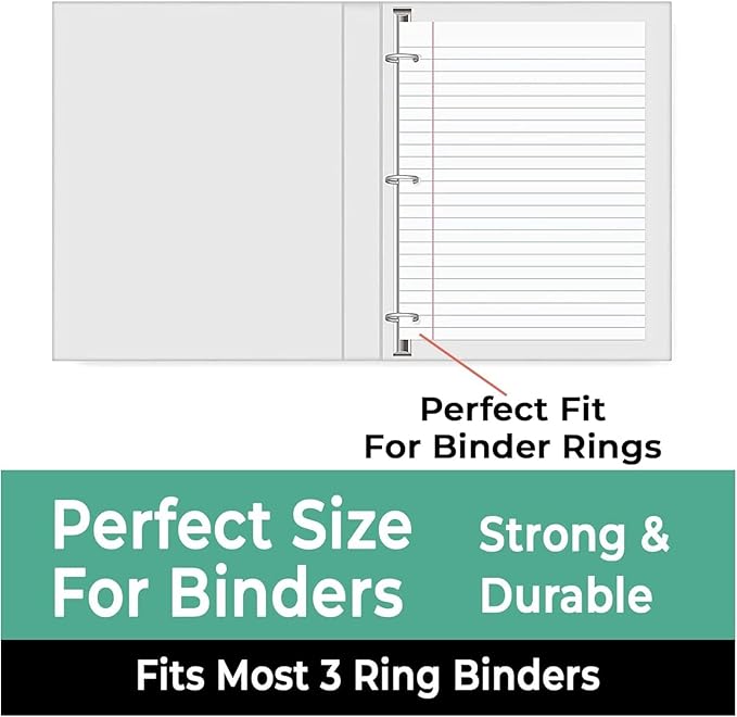 Rosmonde Loose Leaf Paper Bulk, 3600 Sheets, Wide Ruled, 8 x 10.5", Bulk Filler Paper for Office, 56 Gsm Thick Sheets, 3 Hole Punched for Binders, 24 Pack, 150 Sheets/Pack, Notebook Papers, White