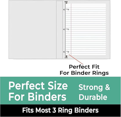 Rosmonde Loose Leaf Paper Bulk, 6750 Sheets, Wide Ruled, 8 x 10.5", Filler Papers for Office, 56 Gsm Thick Sheets, 3 Hole Punched for Binders, 45 Pack, 150 Sheets/Pack, Bulk Notebook Paper, White