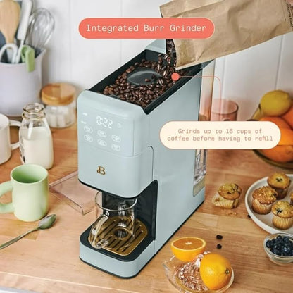 Beautiful Single Serve Coffee Maker with Built-In Burr Grinder, Hot or Iced, Pod-Free, 6 Brew Sizes, 3 Strengths, Touch Display, Reusable Filter, 64oz Reservoir, Slim Design (Hydrangea)