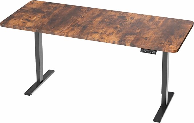 VIVO Electric 71 x 30 in Rustic Standing Desk, Memory Height Adjustment, 1B Series, Vintage Brown Top Black Frame, DESK-KIT-1B7N