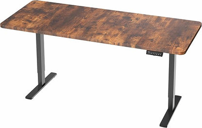VIVO Electric 71 x 30 in Rustic Standing Desk, Memory Height Adjustment, 1B Series, Vintage Brown Top Black Frame, DESK-KIT-1B7N