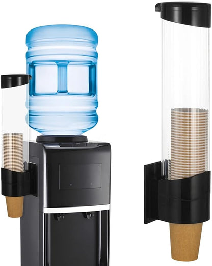 Wall-Mounted Disposable Cup Dispenser, Pull-Type Plastic Cup Holder with Adhesive, Screws & Adsorbent Plate for Water Cooler, Fits 7 oz–12 oz Cups for Home & Office Use