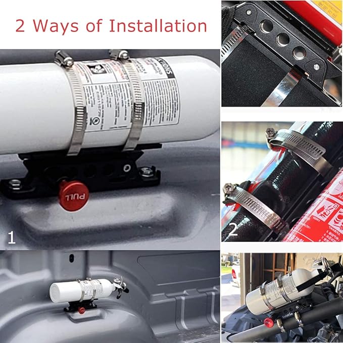 Quick Release Fire Extinguisher Mount Bracket Holder Aluminum Roll Bar Mount Bottle Holder Adjustable for Jeep Wrangler TJ JK JL JKU UTV Polaris RZR Ranger (Black)