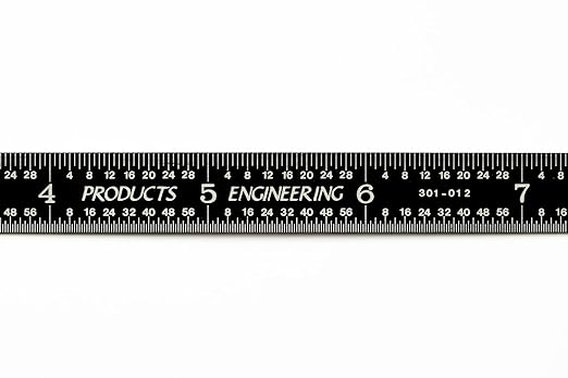PEC Tools 12" Flexible Metal Ruler, High-Quality Stainless Steel, High-Contrast Black Chrome Finish, 3R Graduation (1/32", 1/64", 1/10", 1/50"), Fully Hardened and Tempered, Made in USA