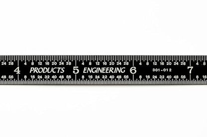 PEC Tools 12" Flexible Metal Ruler, High-Quality Stainless Steel, High-Contrast Black Chrome Finish, 3R Graduation (1/32", 1/64", 1/10", 1/50"), Fully Hardened and Tempered, Made in USA