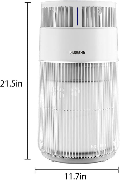 Pet Air Purifier, 3-in-1 HEPA Filter for Cat Hair Dander Odor Dust, for Home Large Room, Up to 1644 ft², Smart App Control, 360° Air Intake, W-Cat, White