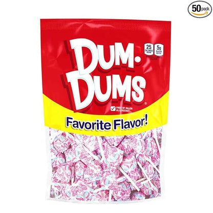 Dum Dums Birthday Cake Lollipops - Bulk Candy Box with Lollipops Individually Wrapped, Single Flavor Gourmet Suckers - 50 Count