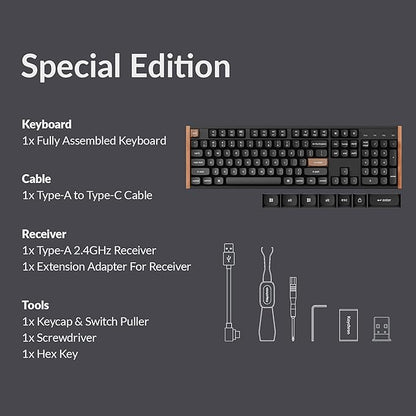 Keychron K10 HE Hall Effect Keyboard Wireless, Magnetic Switch Hot Swappable, Adjustable Actuation Rapid Trigger Mode with Aluminum + Wood Frame, Full-Size Custom RGB for Mac Windows Linux - Black