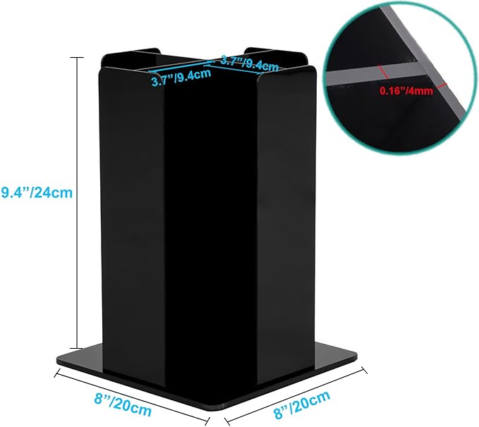 Tirifer Cup and Lid Holder, Coffee Cup Dispenser, Acrylic Cup Storage Organizer, Disposable Paper Cup Storage Holder with 4 Compartments for Countertop Coffee Station Bar Restaurant, Black