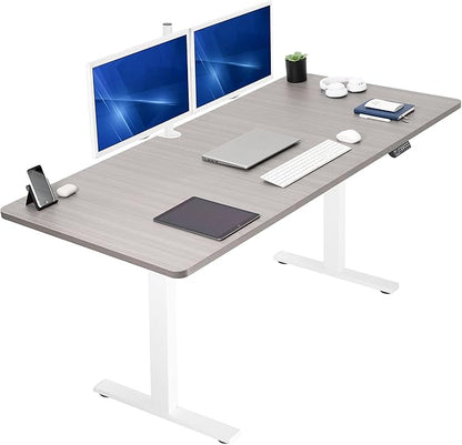 VIVO Electric 71 x 36 in Standing Desk, Memory Height Adjustment, 1B Series, Dark Gray Top White Frame, DESK-KIT-1W7G-36