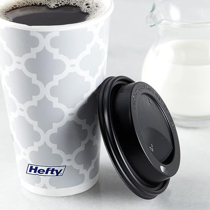 Hefty Paper Disposable Hot Cups with Lids, 16 Ounce, 20 CT (Pack of 6)