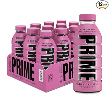 PRIME Hydration STRAWBERRY WATERMELON, Sports Drinks, Electrolyte Enhanced for Replsnishing Fluids, 250mg BCAAs, B Vitamins, Antioxidants, Low Sugar, 16.9 Fl Oz, 12 Pack