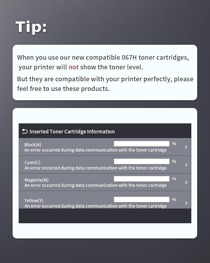 INK4U 067H Toner Cartridge Set Compatible Replacement for Canon CRG-067H 067 Toner Work with imageCLASS MF654Cdw MF656Cdw MF653Cdw LBP633Cdw LBP632Cdw Printer (4 Pack,BK/C/M/Y)