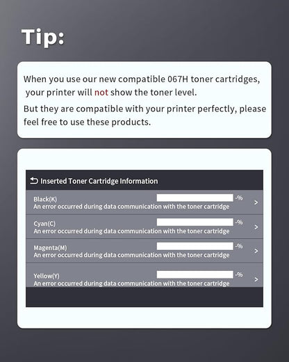 INK4U 067H Toner Cartridge Set Compatible Replacement for Canon CRG-067H 067 Toner Work with imageCLASS MF654Cdw MF656Cdw MF653Cdw LBP633Cdw LBP632Cdw Printer (4 Pack,BK/C/M/Y)