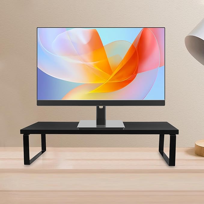 Ergonomic Computer Monitor Stand Riser Black Desk Riser for Stable Screen Elevation to Posture and Work Efficiency