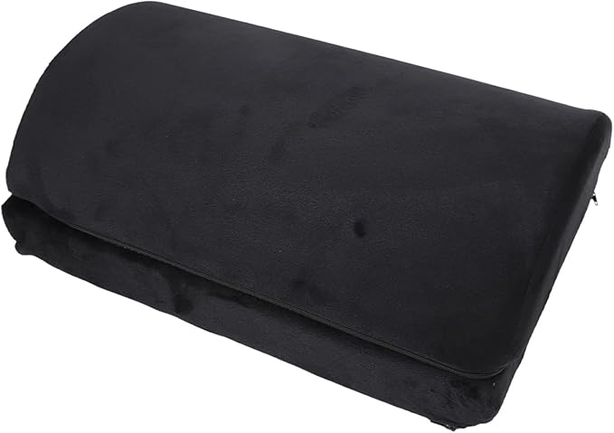 Foot Rest Black Ergonomic Height, Footstool with Memory Foam, Half Cylinder Footrest Under Desk for Comfortable Posture Support, Velboa Fabric