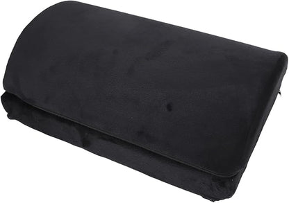 Foot Rest Black Ergonomic Height, Footstool with Memory Foam, Half Cylinder Footrest Under Desk for Comfortable Posture Support, Velboa Fabric