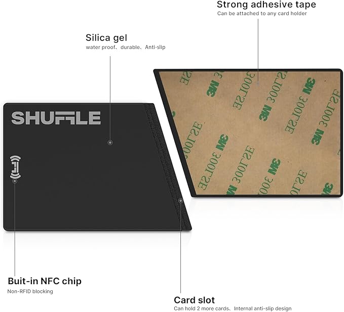 Shuffle Wallet - Silicone Pouch with NFC Function, Digital Business Card Chip, Holds 2 Cards, Perfect for Key Cards, Subway Passes, Gym and Hotel Cards (Grey)