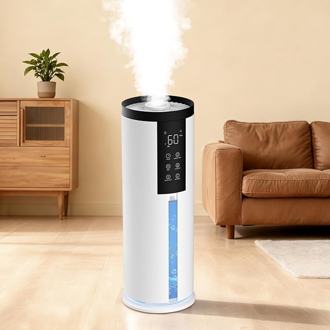 Humidifiers for Large Room - GloryAir 2.11Gal (8L) Quiet Top Fill Cool Mist Humidifier Whole Home 550 ft² 120H Runtime with Humidistat, Auto Mode Diffuser 7-Color Light for Bedroom House Plants Baby