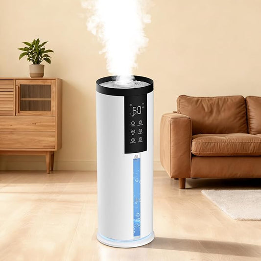 Humidifiers for Large Room - GloryAir 2.11Gal (8L) Quiet Top Fill Cool Mist Humidifier Whole Home 550 ft² 120H Runtime with Humidistat, Auto Mode Diffuser 7-Color Light for Bedroom House Plants Baby