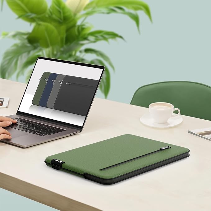 Smatree SlimPro Laptop Sleeve Case for 14.5 inch DELL XPS 14, DELL Laptop Case with Swift-Access Accessory Pocket, Patented Super-Corner Design, Green (S420G)