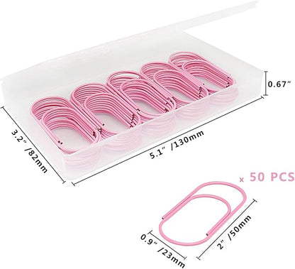 Pink Jumbo Paper Clips, Large, Non-Skid and Smooth, 50 Clips/Box