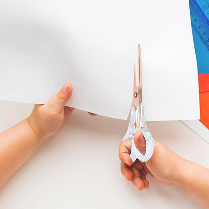 Honagu Premium Acrylic Handle Scissors -Stainless Steel Blades, Precision Cutting, Ergonomic Design, Ideal for Home, Office, and Craft Use - 2 Pack (Rose Gold)