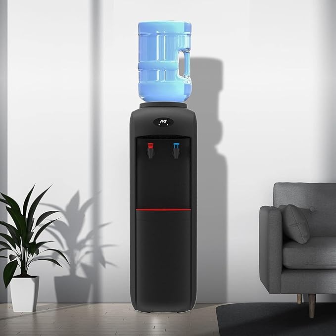 IKT Water Dispenser, Top Loading Water Cooler with Compressor Cooling, Child Safety Lock, Energy Saving, ETL Approved Hot and Cold Water, Black