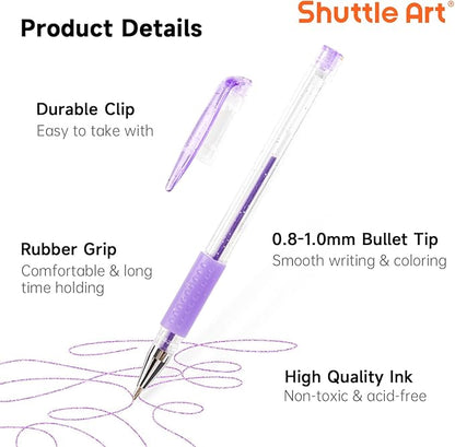 Shuttle Art Gel Pens, 180 Pack Gel Pens Set, 12 Assorted Colors Bulk Classroom Pack for Adults Coloring Books Drawing Doodling Crafts Journaling