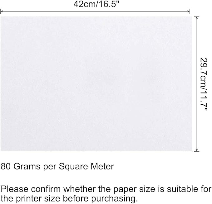 MECCANIXITY 50 Sheets Colored Copy Paper 16.5 x 11.7 Inch Printer Paper 80gsm White for Office Printing, Document Copying, Invitations, Forms, Art Projects