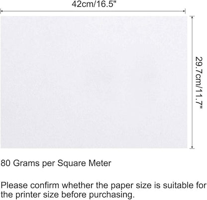 MECCANIXITY 50 Sheets Colored Copy Paper 16.5 x 11.7 Inch Printer Paper 80gsm White for Office Printing, Document Copying, Invitations, Forms, Art Projects