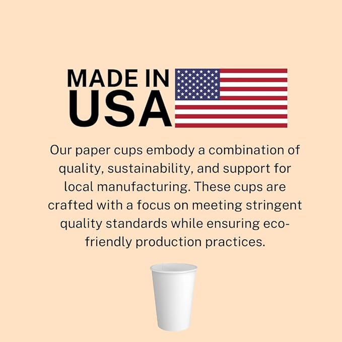 Siptown 8 oz 200 Pack Disposable Paper Cups for Hot Drinks, Coffee, & Tea | Made in USA (8 oz - 200 count)