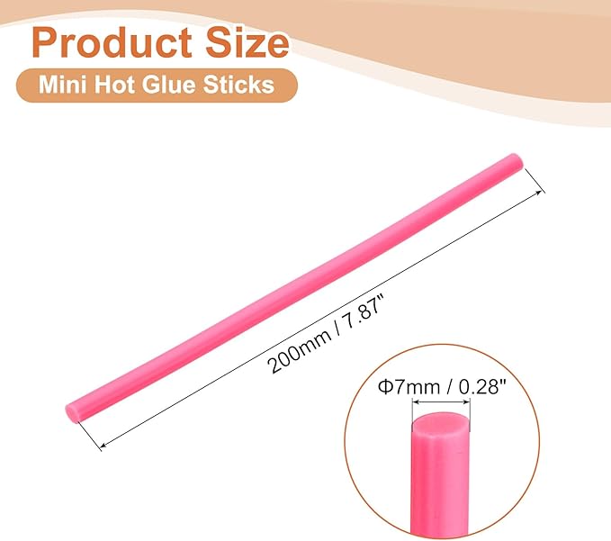 uxcell 8 Pcs Mini Hot Glue Sticks, 0.28" Dia x 7.87" Long EVA Glue Gun Sticks, Pink Mini Hot Melt Glue Sticks for DIY Craft Sticky Projects
